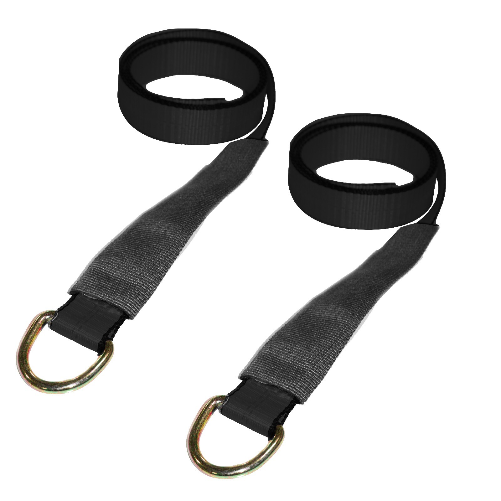 2 pack 2″ x 8 ft Black Lasso Strap Tie Down Protective Sleeves D Ring Cinch Tow