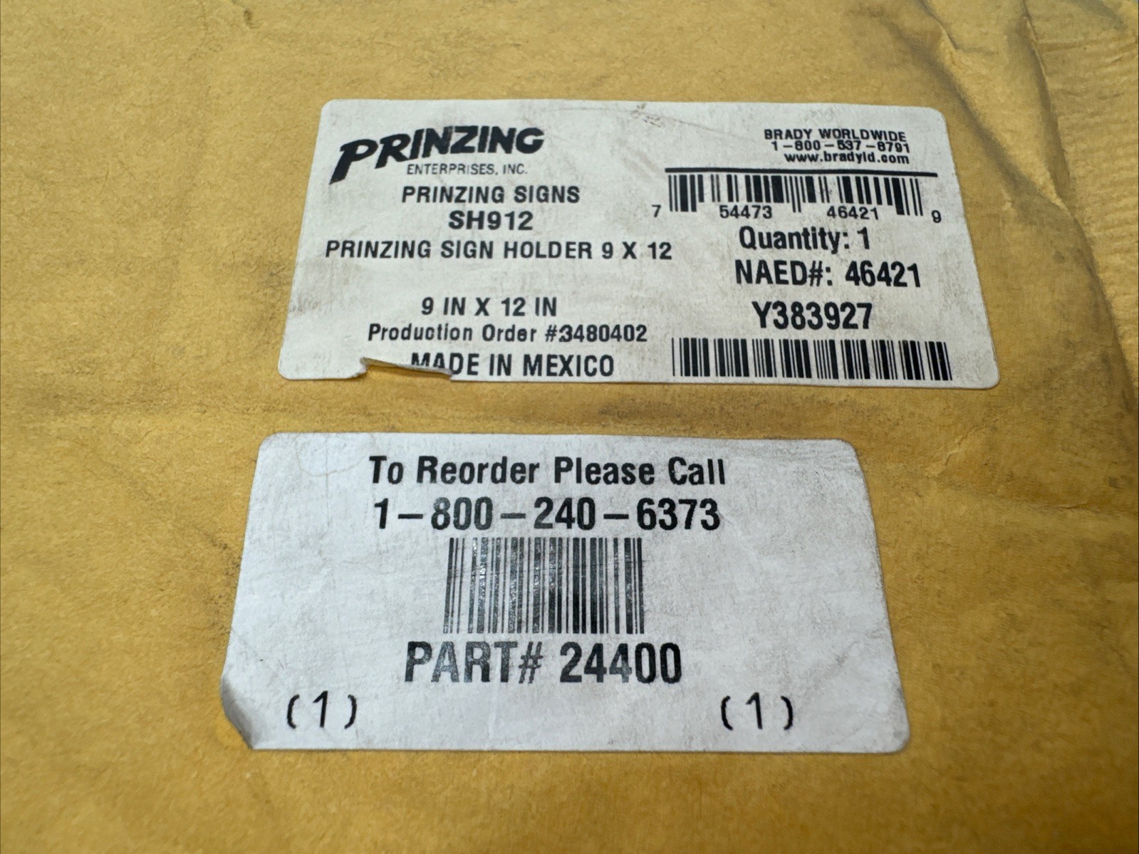 (Qty.4) BRADY PRINZING SH912 SIGN HOLDER, 12 IN W X 9 IN H