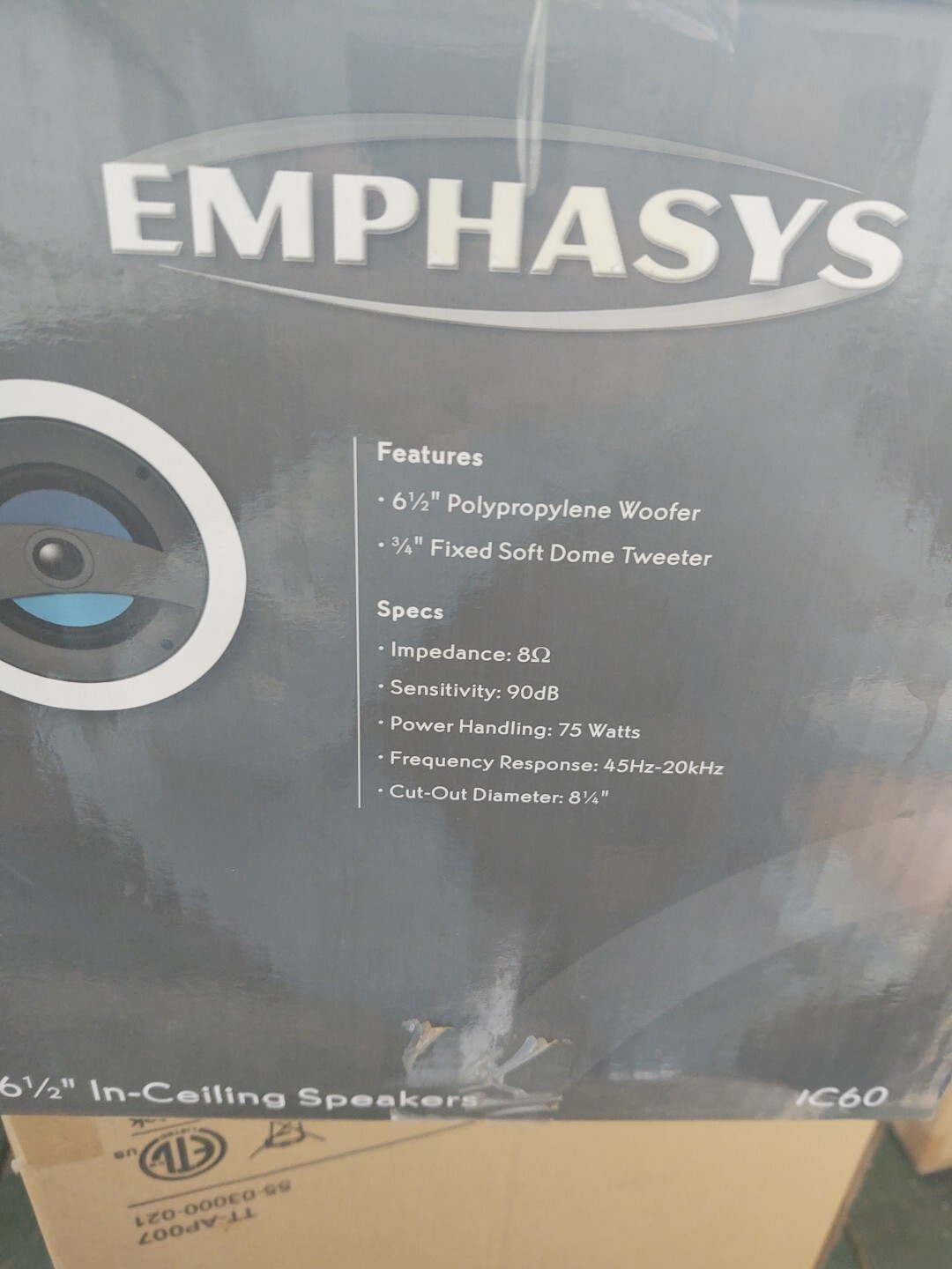 (1 Pair) Emphasys IC60 6.5″ In-Ceiling Speakers. New In Box. FREE SHIPPING