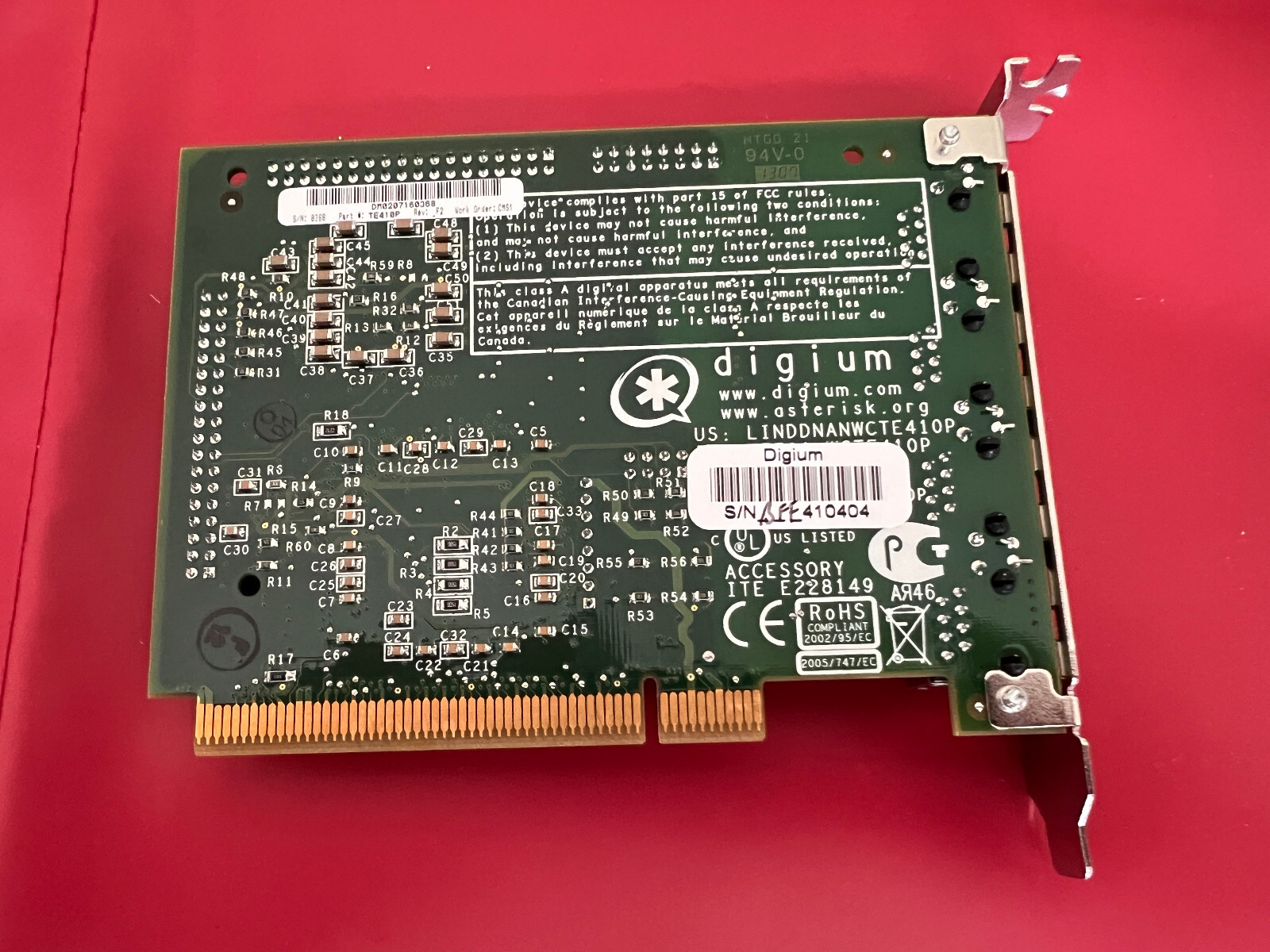 Digium TE410P-Quad T1/E1 PCI 3.3v Interface w/ Echo Cancellation