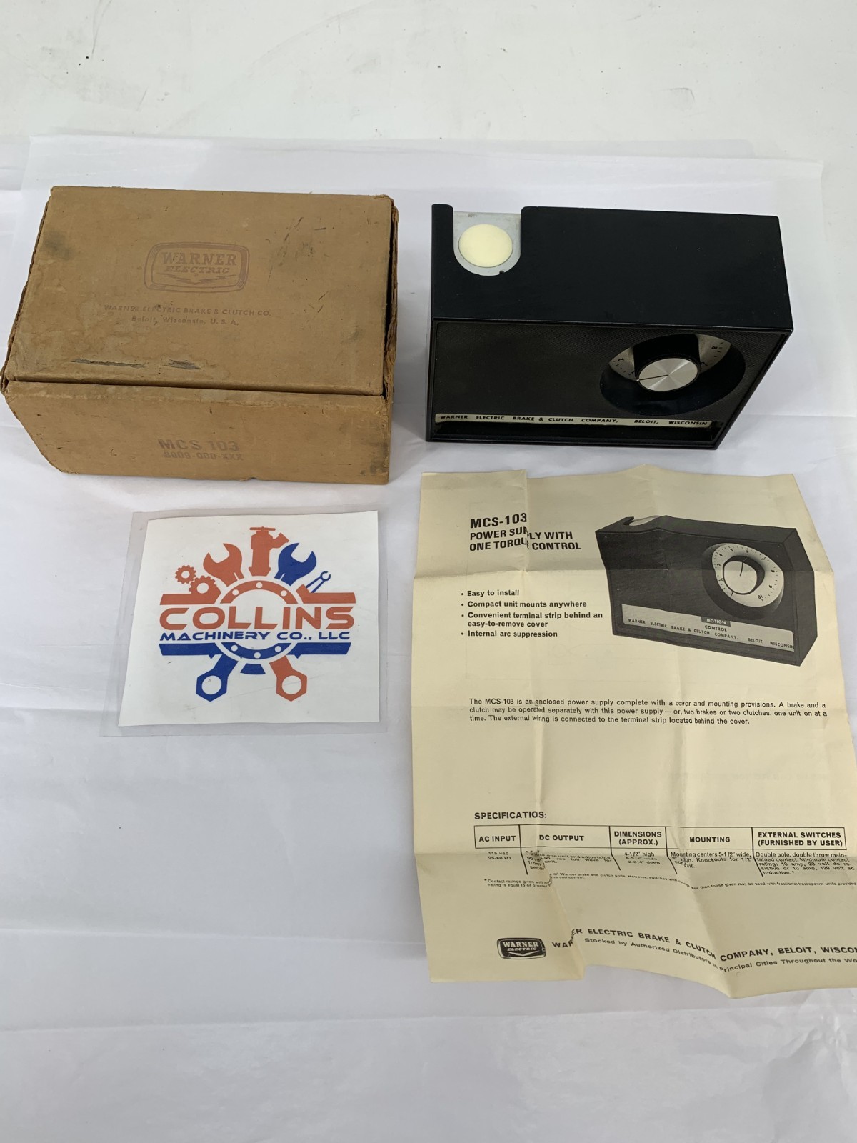 Warner Electric 6010-448-001 MCS-103 Adjustable Torque Control Power Supply 120V