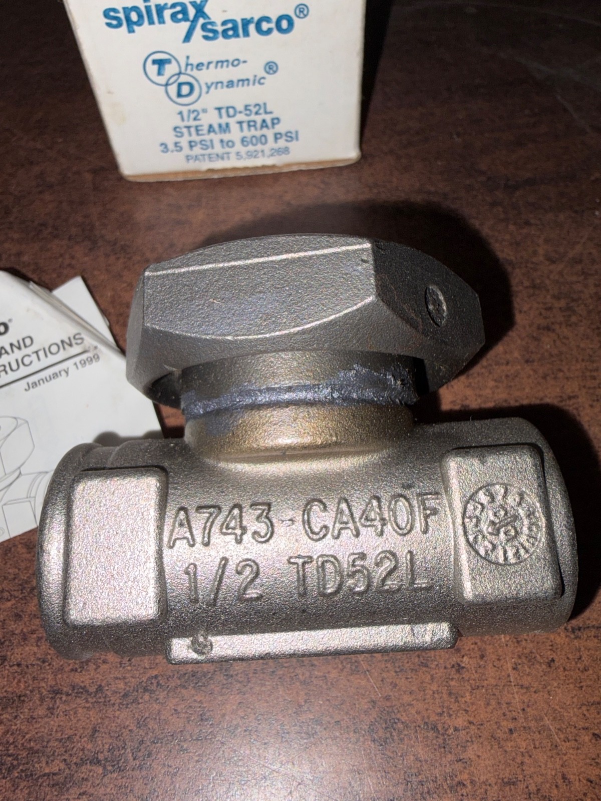 NEW SPRAX SARCO 1/2″ TD-52L STEAM TRAP 3.5 – 600 PSI B316