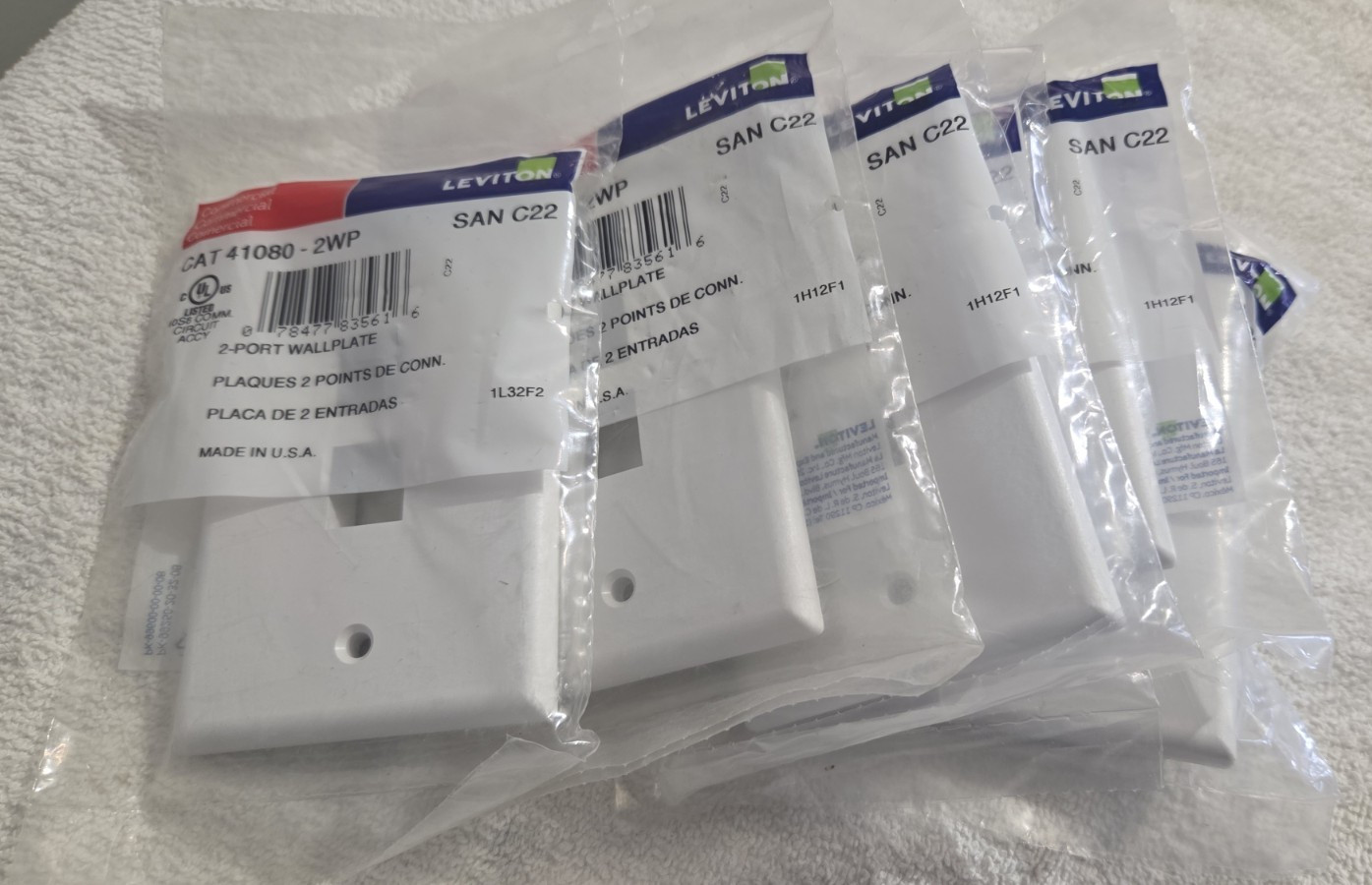 41080-2WP 2 Port Leviton Single-Gang QuickPort Wallplate White 16 PACK