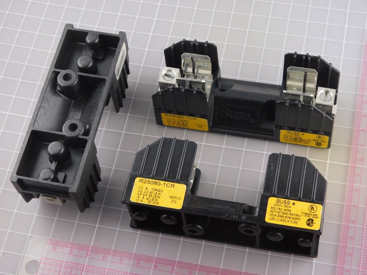 Lot of 9 BUSSMANN R25060-1CR Fuse Holder 1P 250V 60A Class R Fuseblock X130471