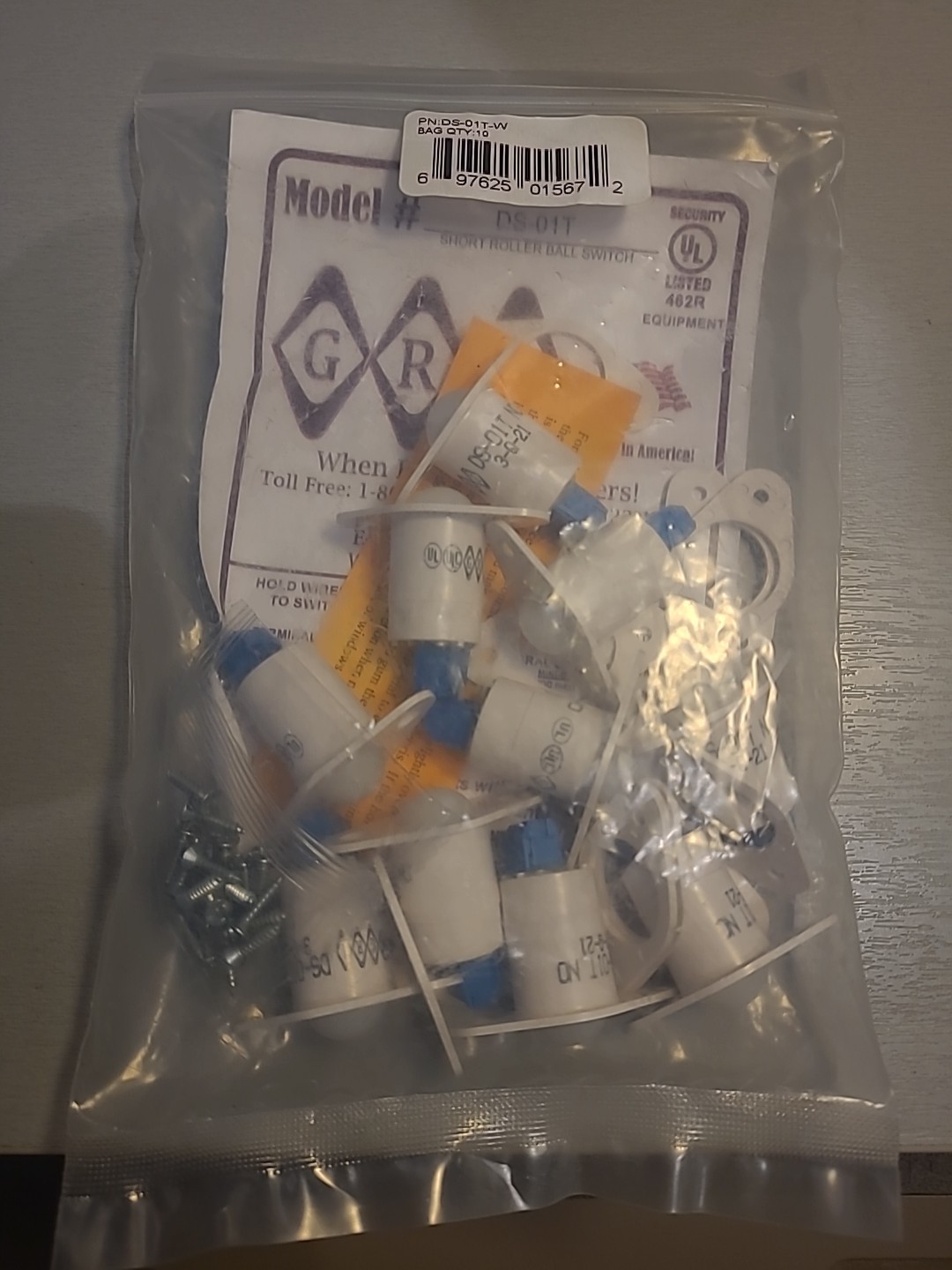 GRI DS-01T-W Roller Ball, Terminal Block, Closed Loop, NEW BAG OF 10