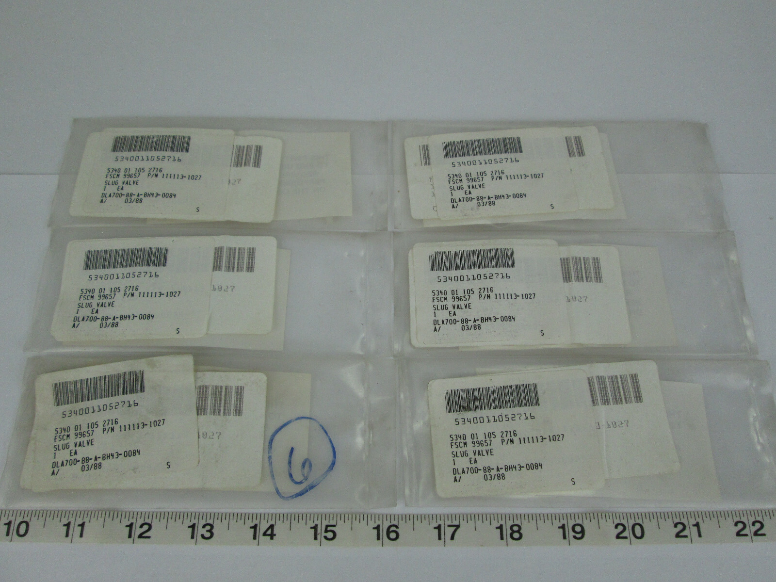 Lot of 6 New NOS Self-Locking Insert Slug Valve 111113-1027 5340-01-105-2716