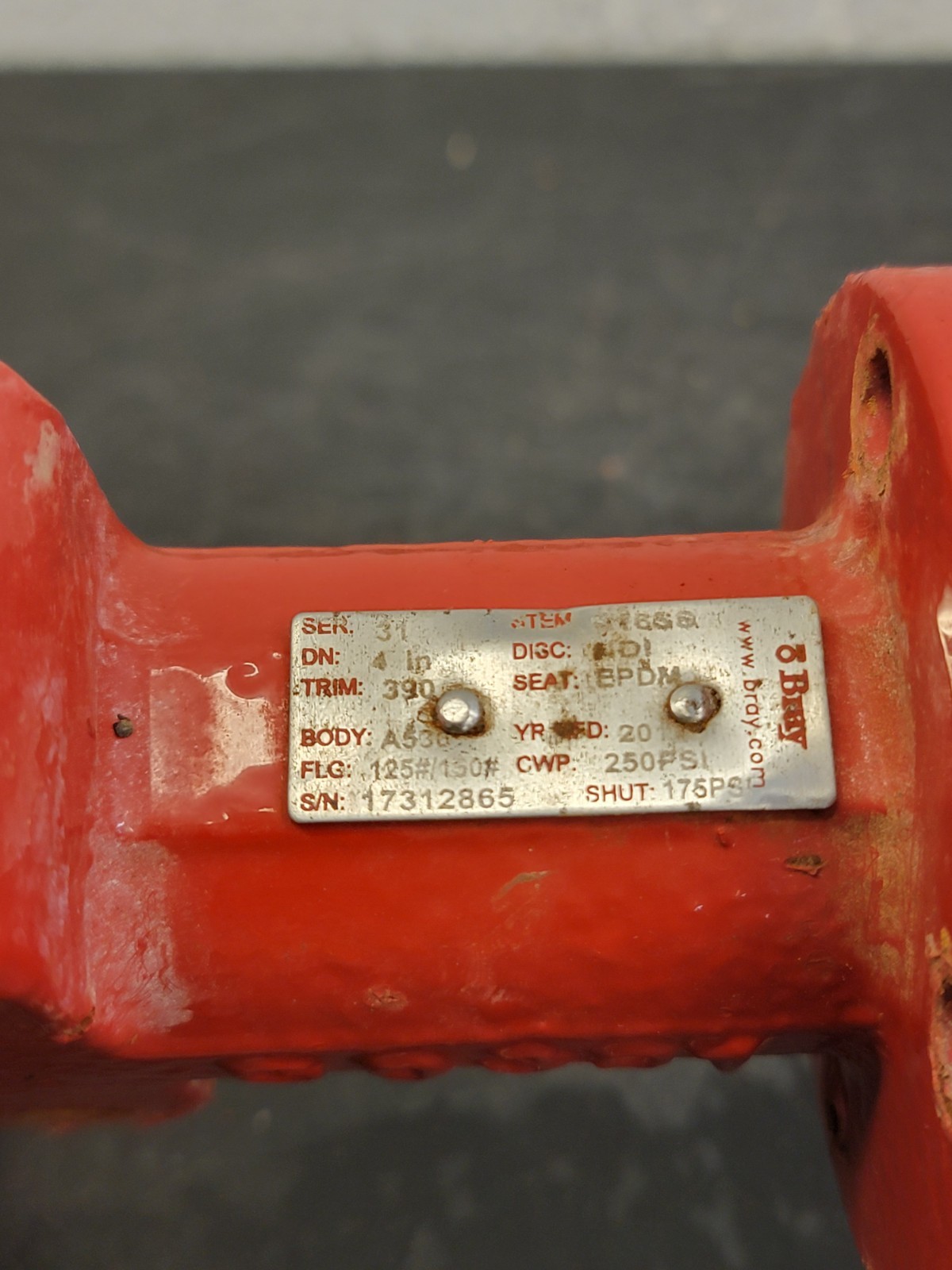 BRAY 4″ BUTTERFLY VALVE SERIES 31 Used A4