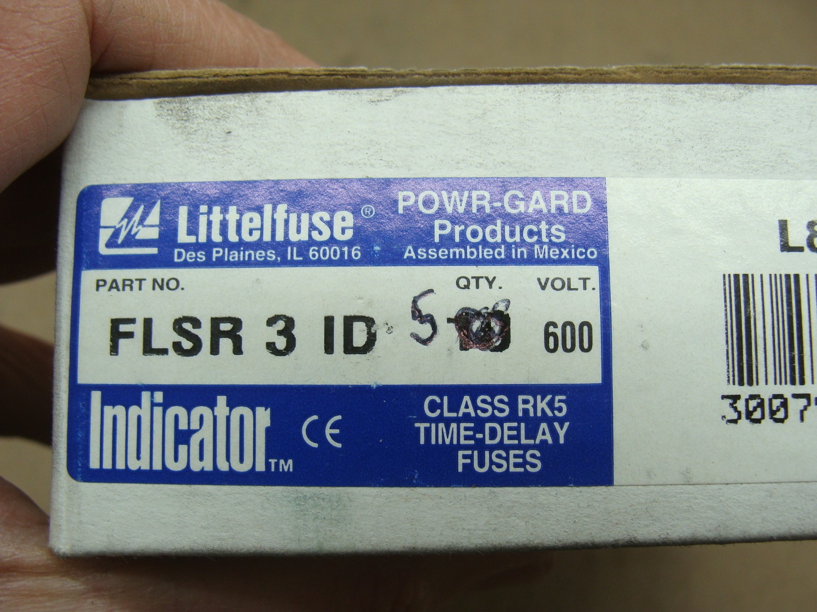 LOT OF 5 LITTELFUSE FLSR 3 ID FUSES 600V 3A CLASS RK5 INDICATOR TIME DELAY