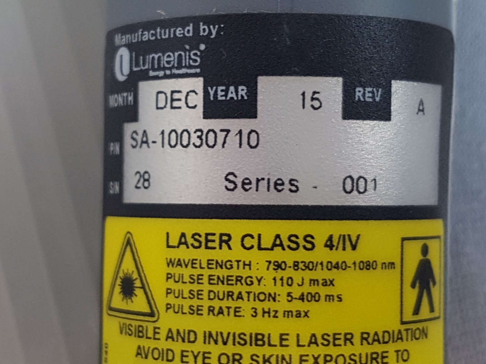 Lumenis HIGH SPEED LightSheer 1060nm SA-10030710 REV: A UNIVERSAL HANDPIECE