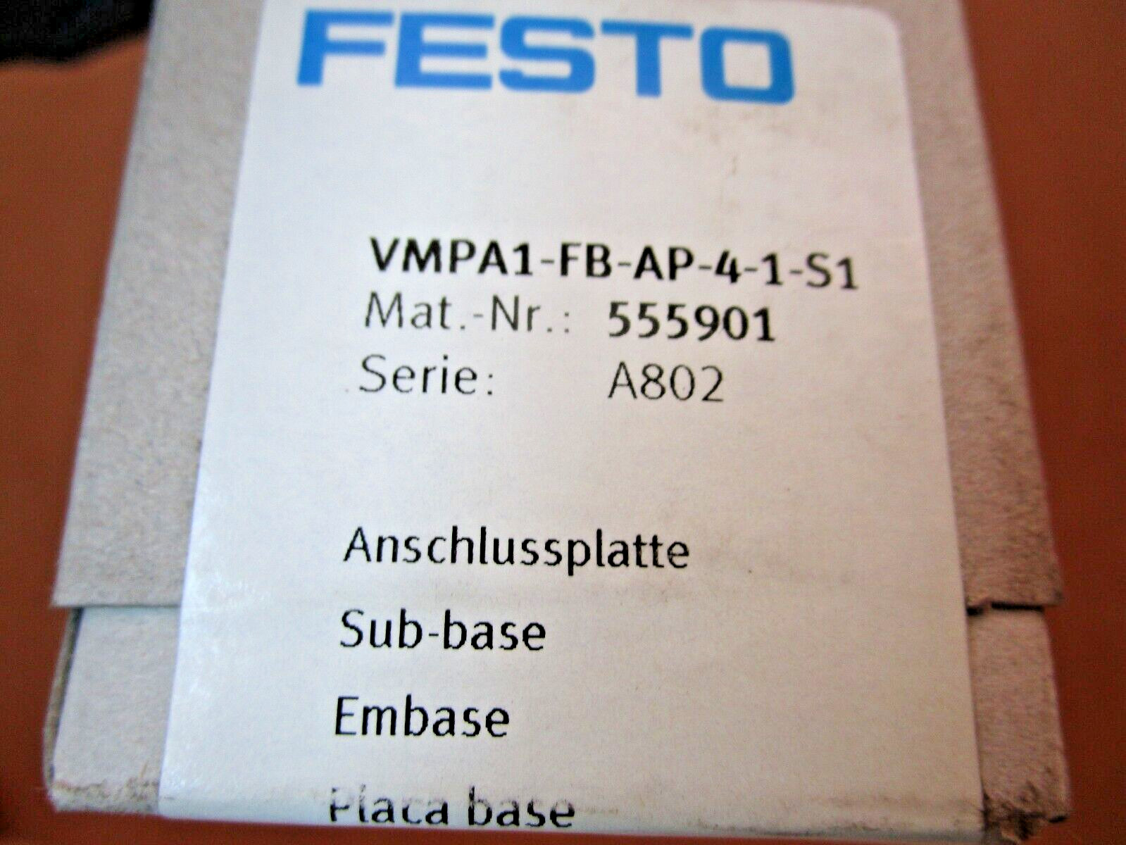 FESTO VMPA1-FB-AP-4-1-S1 555901 A802 Sub-Base Manifold 1167OMF