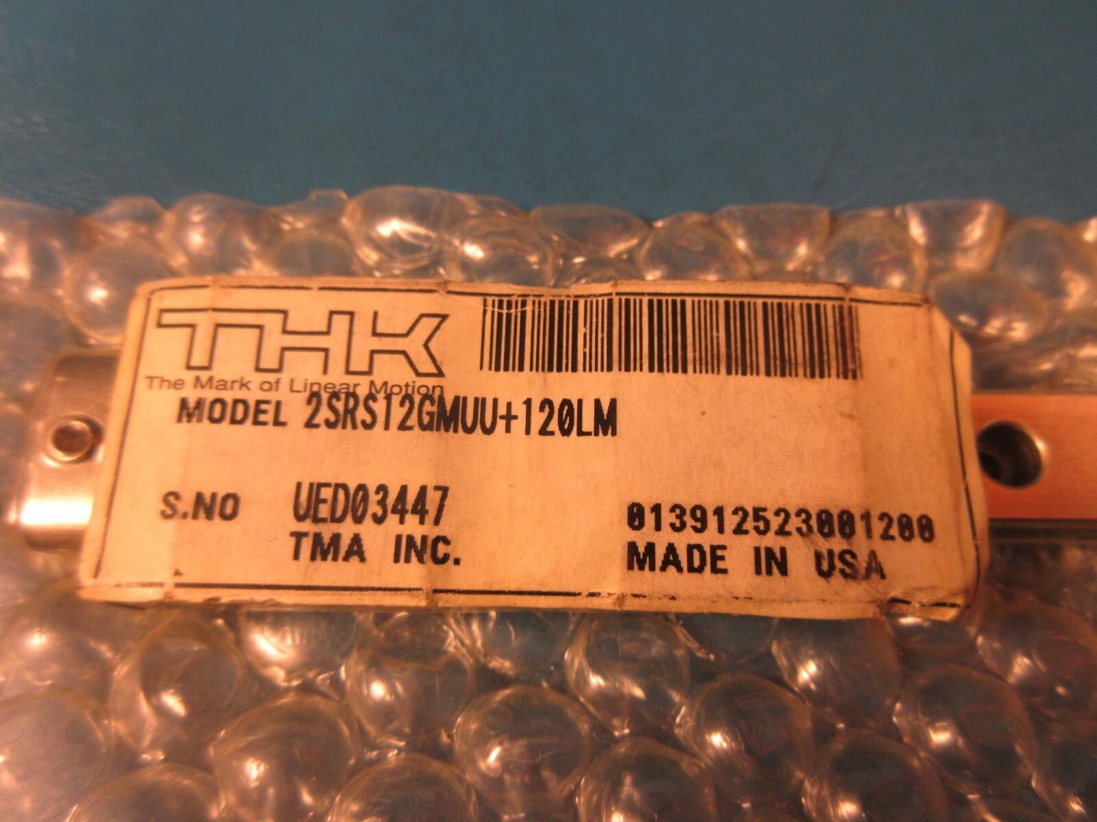 THK 2SRS12GMUU+120LM, TWO SRS12GM Linear Guide Blocks on a 120mm Rail