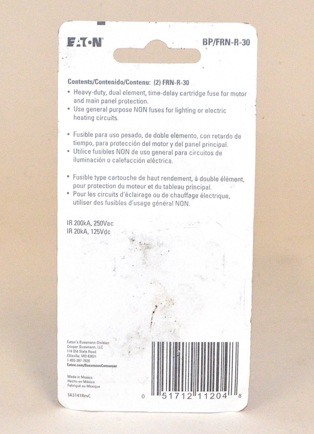 *2 Pack* Eaton Bussmann Heavy Duty, Time Delay, Dual Element Fuse *New* FRN-R-30
