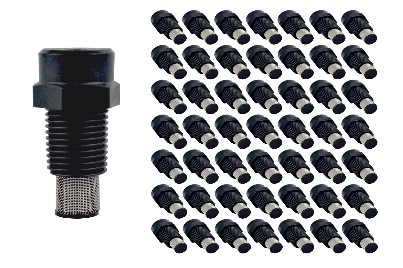 50 Pack Plastic Fogger Misting Nozzle with Stainless Steel Filter Black 1/8″
