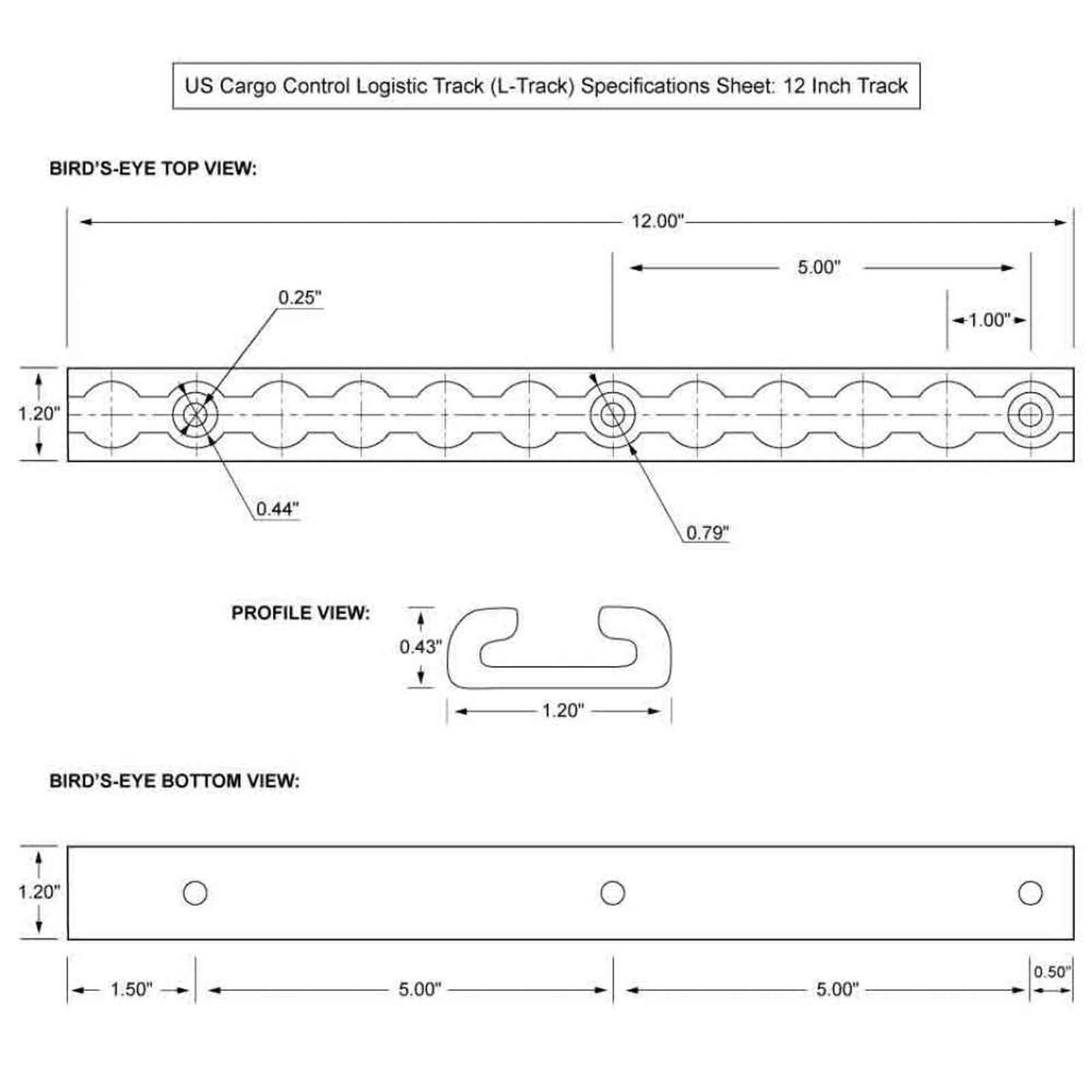 USCC 12″ Aluminum L Track – Secure Motorcycles, ATVs, Utility Tractors and More