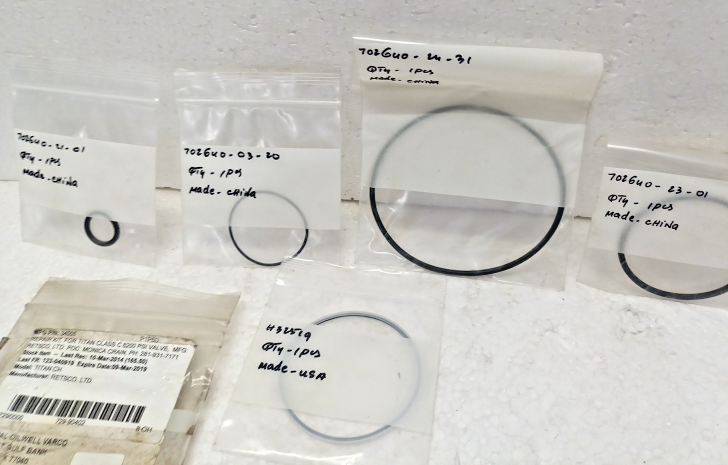 Titan H34005 Repair Kit Titan Class C 6200 PSI Valve Titan / Retsco