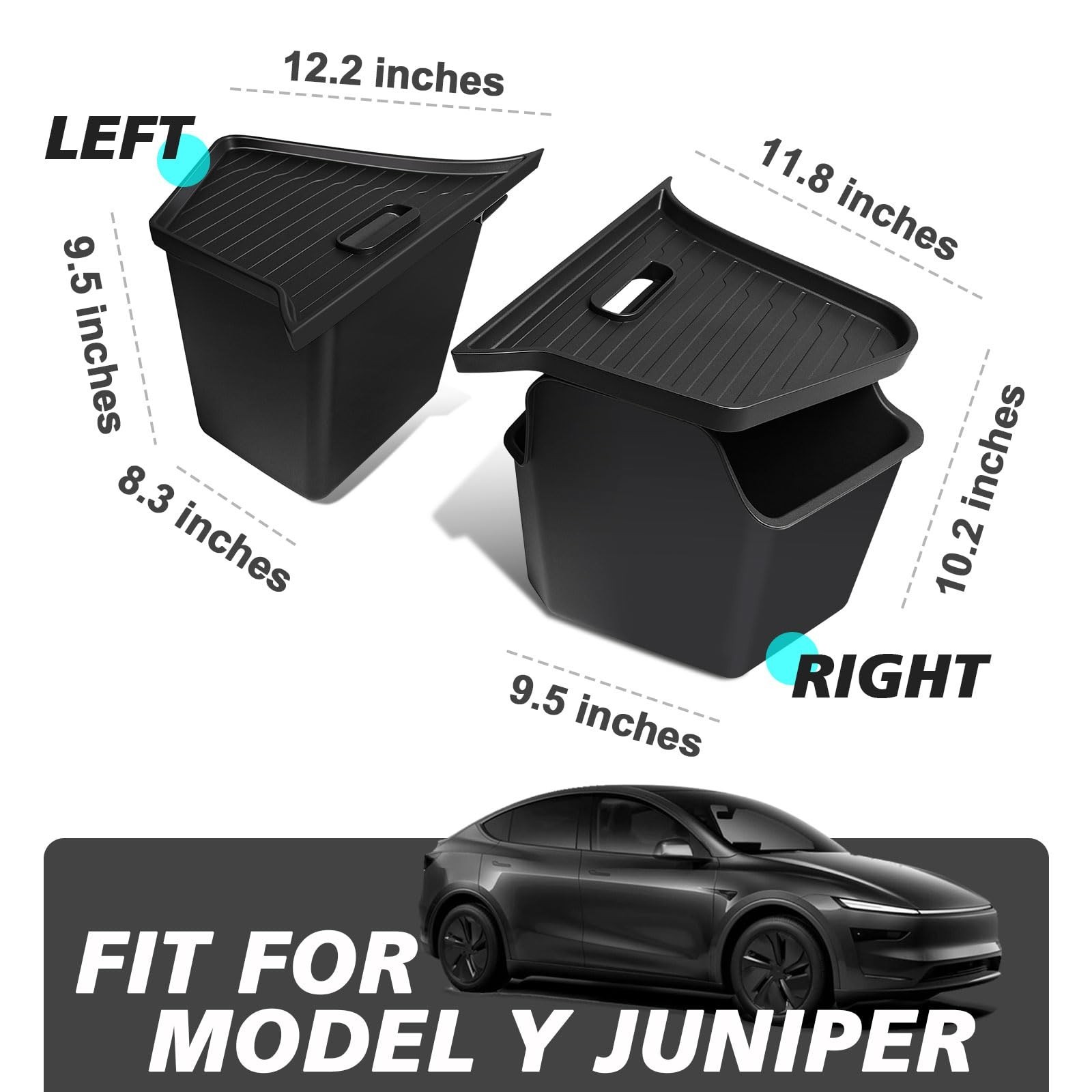 BestEvMod for 2026+ Tesla New Model Y Juniper 2PCS Rear Trunk Storage Bins wi…