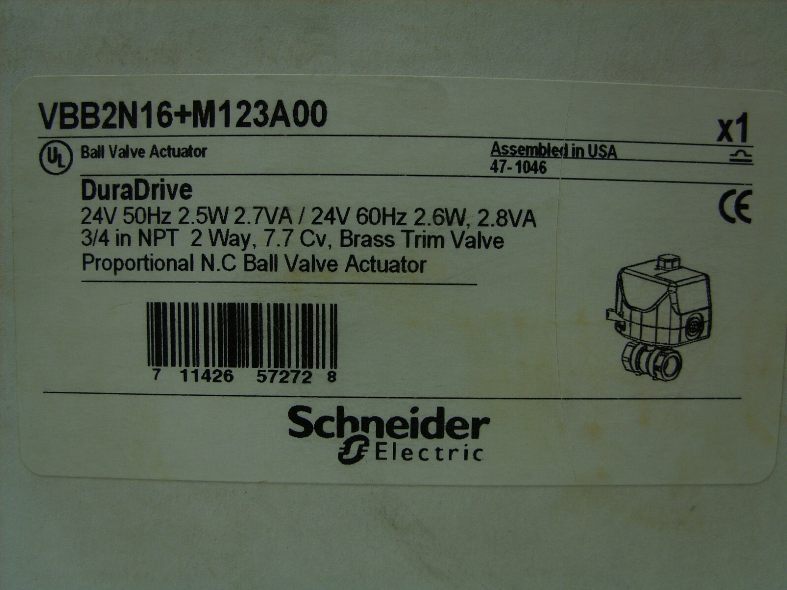 TAC Schneider Invensys – 3/4″ 2-Way Ball Valve & Actuator Assy. VBB2N16+M123A00