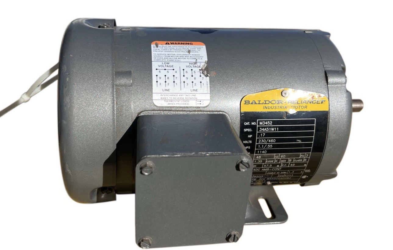 Baldor Reliance Ind Motor M3452 .17HP 1140RPM 230/260V New Quick Ship