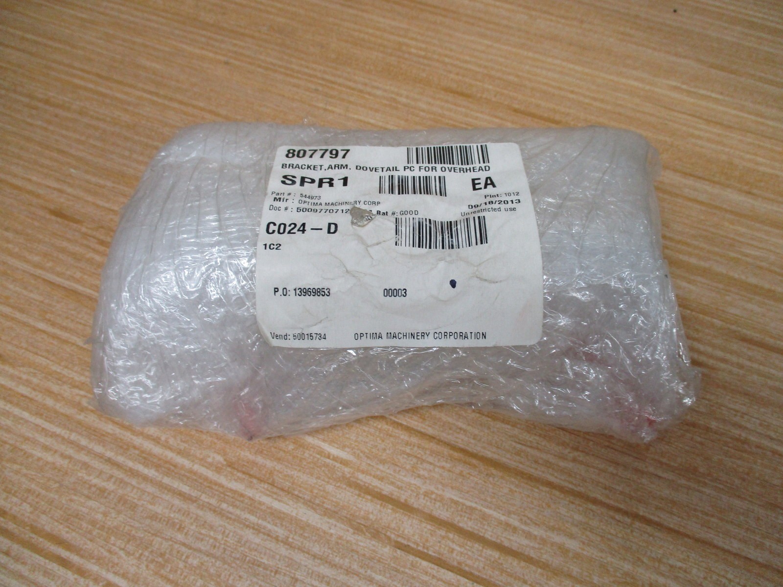 Optima Machinery 544973 Bracket, Arm, Dovetail 807797