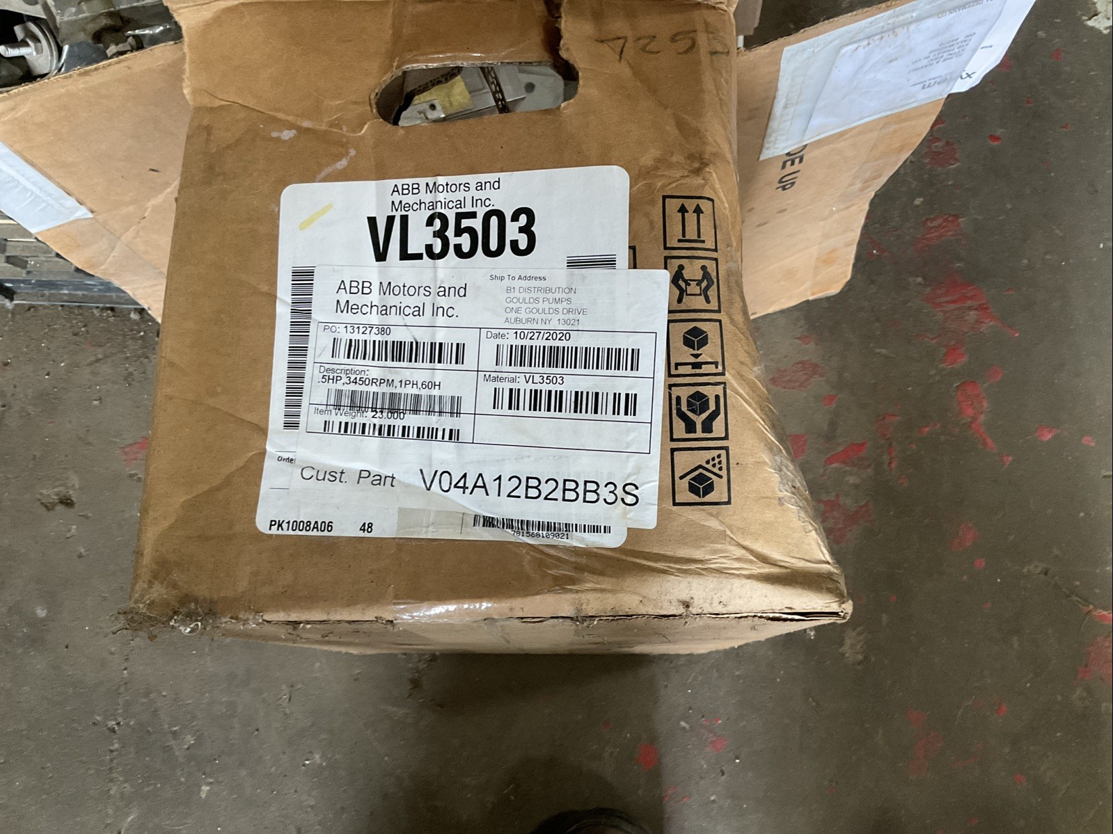 NEW BALDOR VL3503 MOTOR 3PH 1/2HP 3450RPM FR: 56C, 35J302R334G3