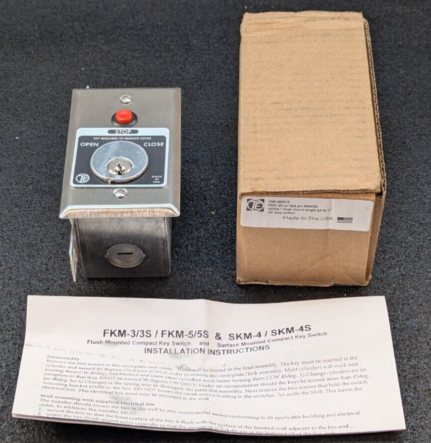 TE FKM Flush Mounted Compact Key Switch YALE 34532 – Made in USA 🔥New🔥