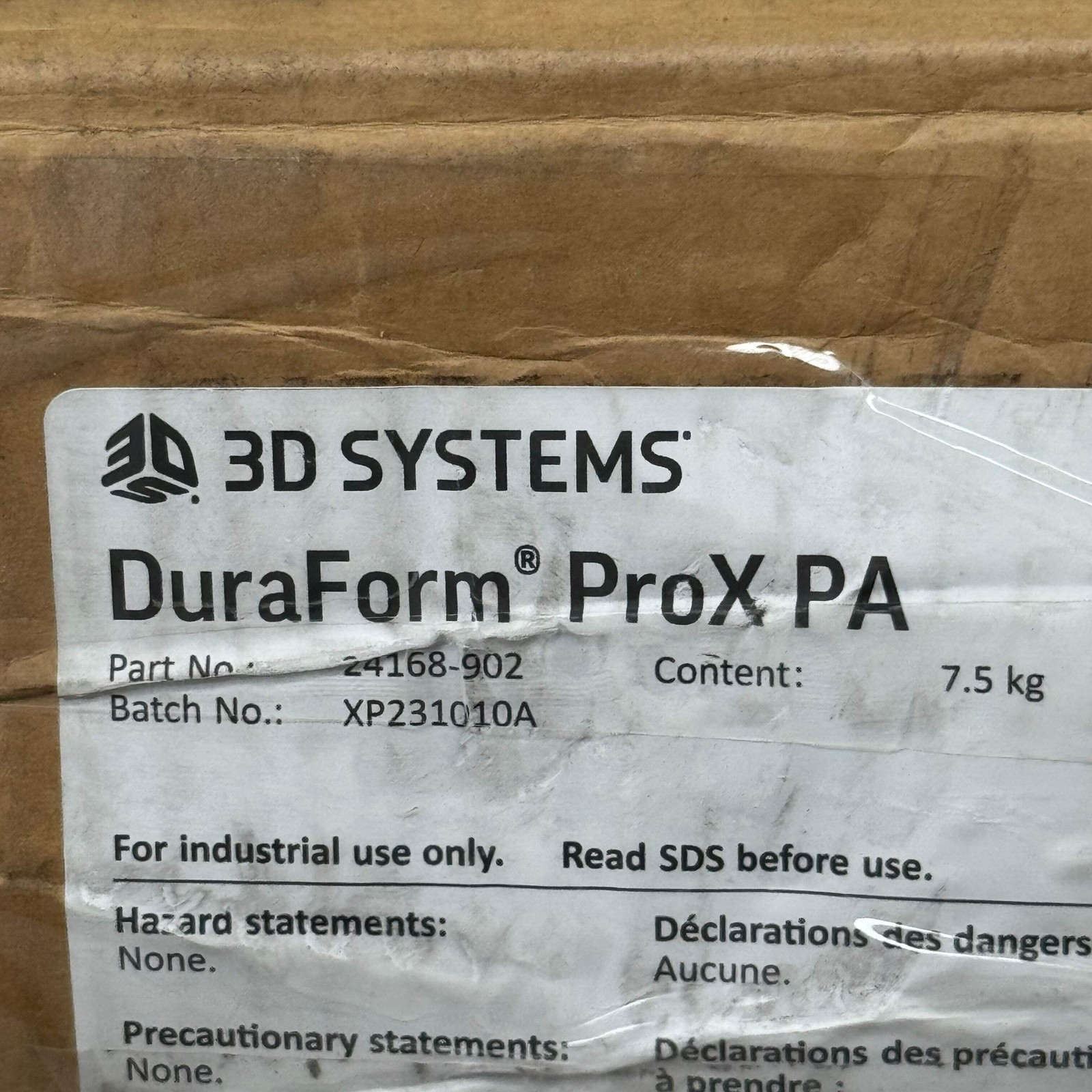 3D SYSTEMS DuraForm ProX PA SLS Tough Injection Thermoplastic Material 7.5 kg (1