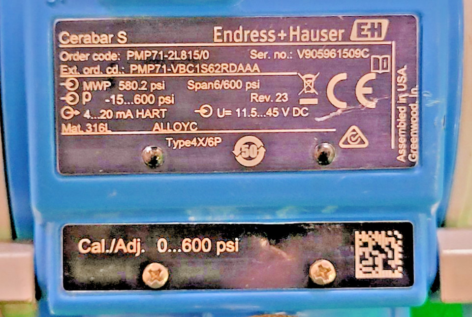 6️⃣ENDRESS+HAUSER CERABAR PRESSURE TRANSMITTER PESSCO OFFERING 1 W051226-1-2 🗽