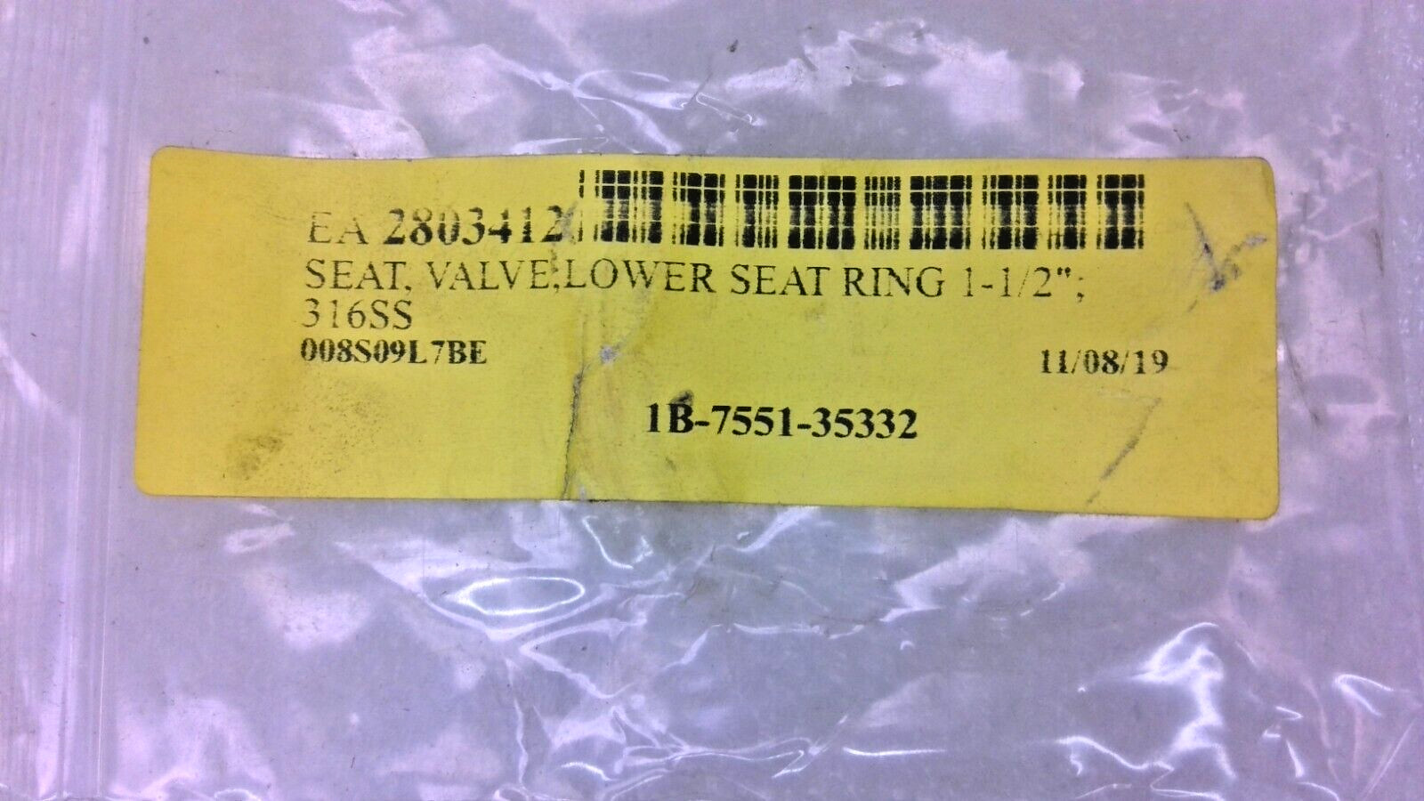 WESTROCK MILL VALVE LOWER SEAT RING 1B-7551-35332 1-1/2″ 316 SS