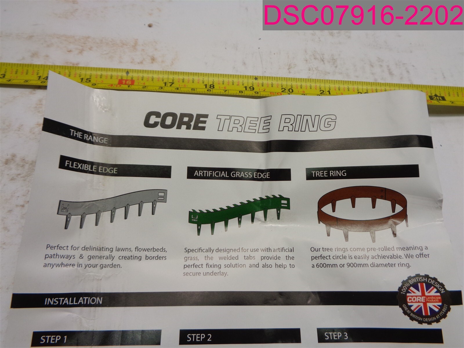 QTY=2; CORE Tree Ring Black 900mm Dia. Pre-Rolled Steel Tree Ring