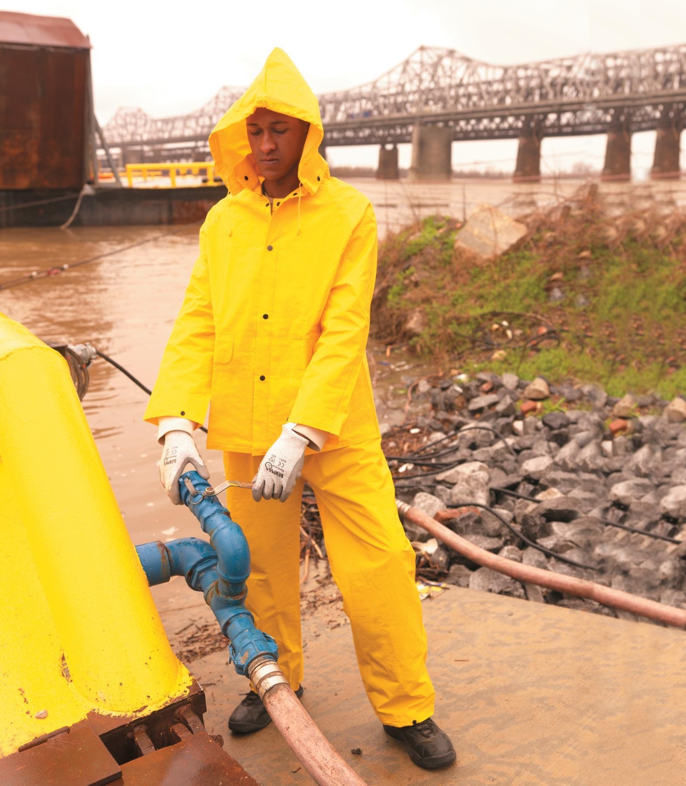 MCR Safety 2003L Classic 3-Piece Rainwear Suit Large Yellow Polyester/PVC Detach