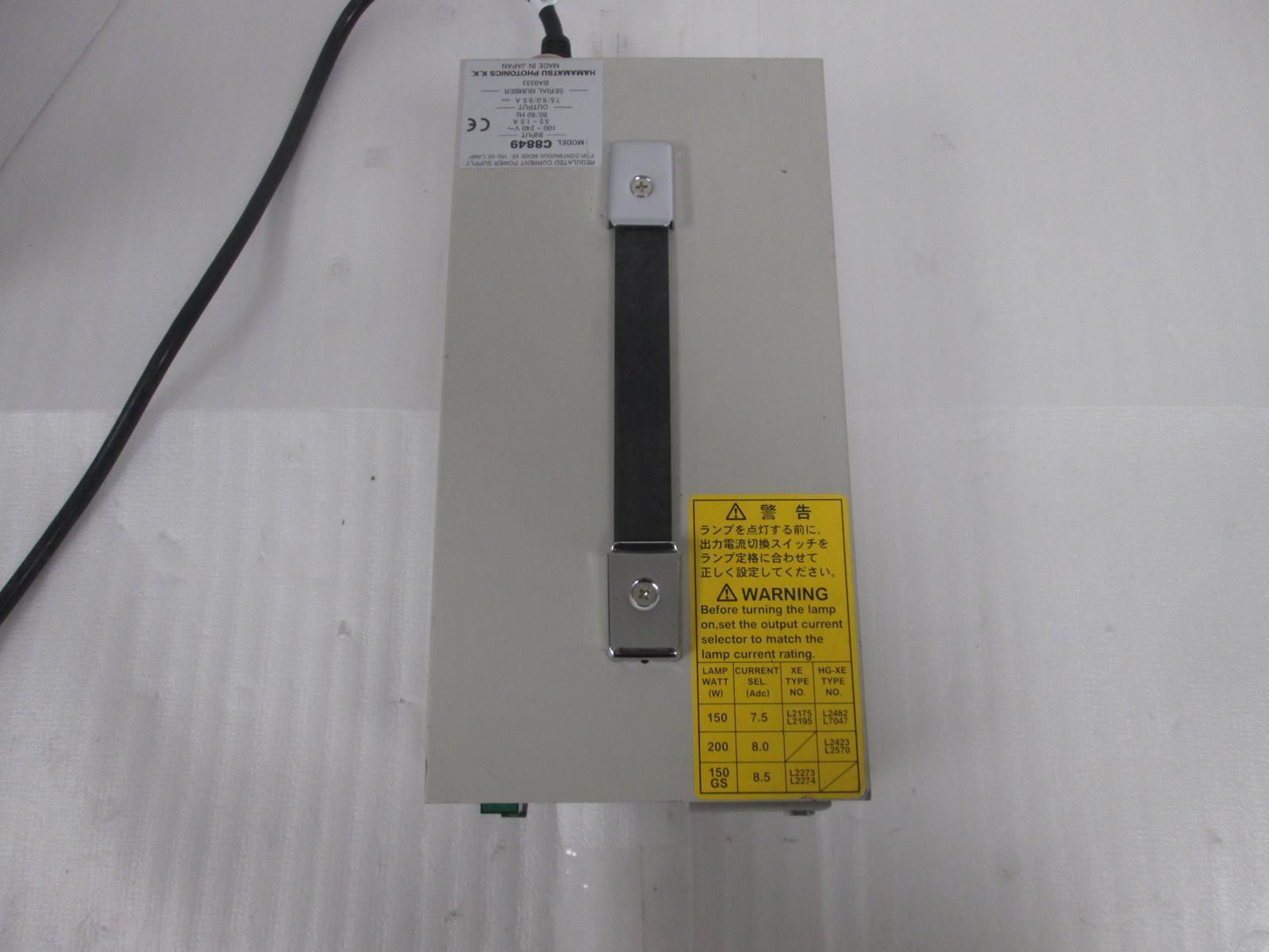 HAMAMATSU PHOTONICS C8849 REGULATED CURRENT POWER SUPPLY FOR MODEL XE HG-LE LAMP