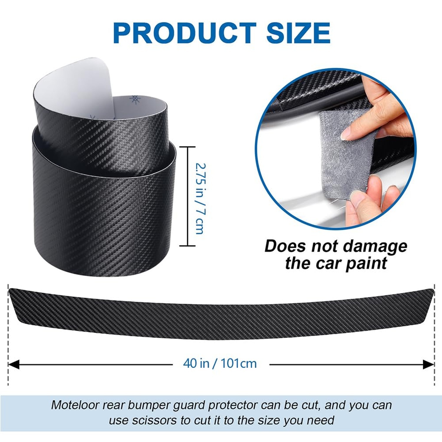 Universal Rear Bumper Protector, 40×2.75 Inches Carbon Fiber Textured Anti-Sc…