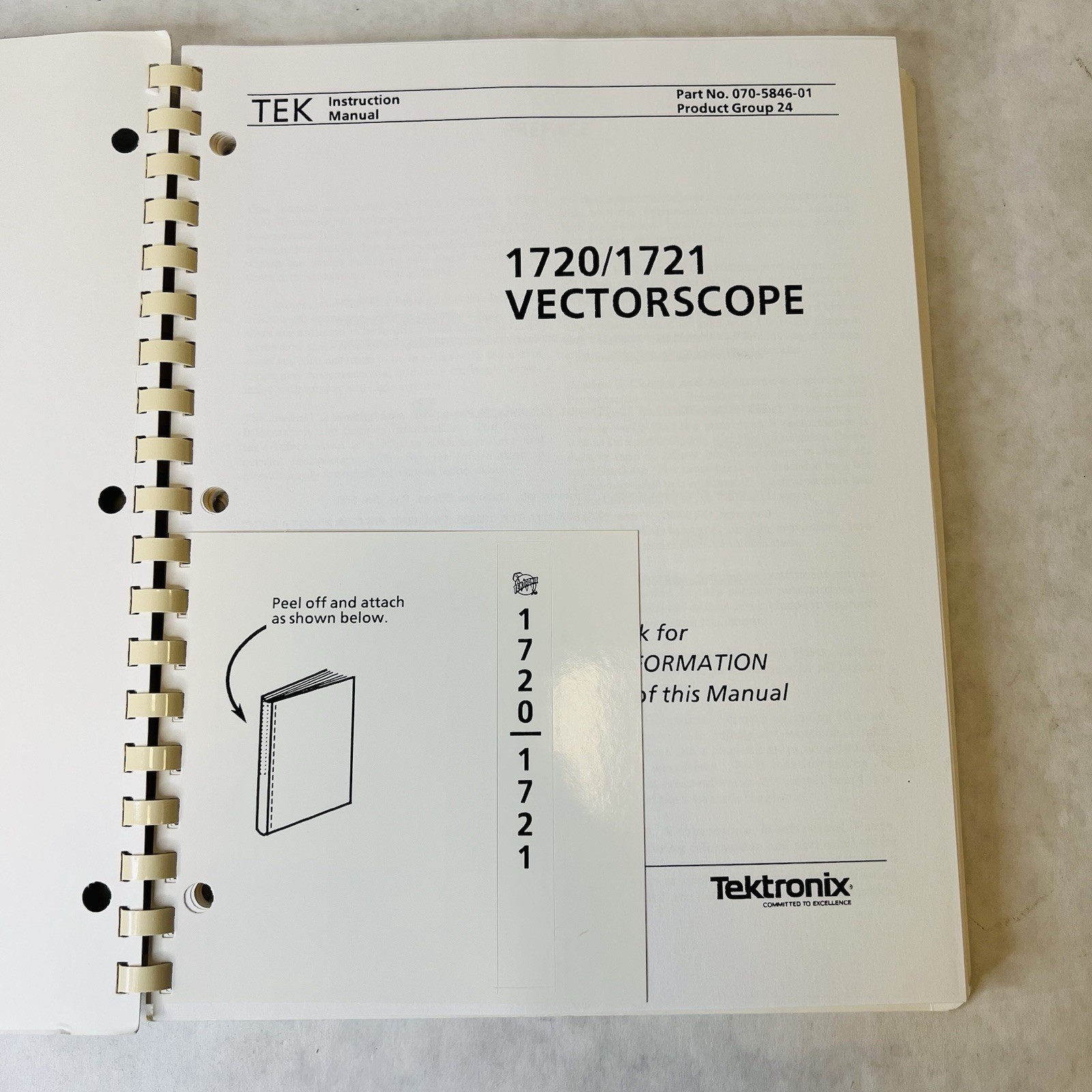 Tektronix 1720/1721 Vectorscope Instruction Manual