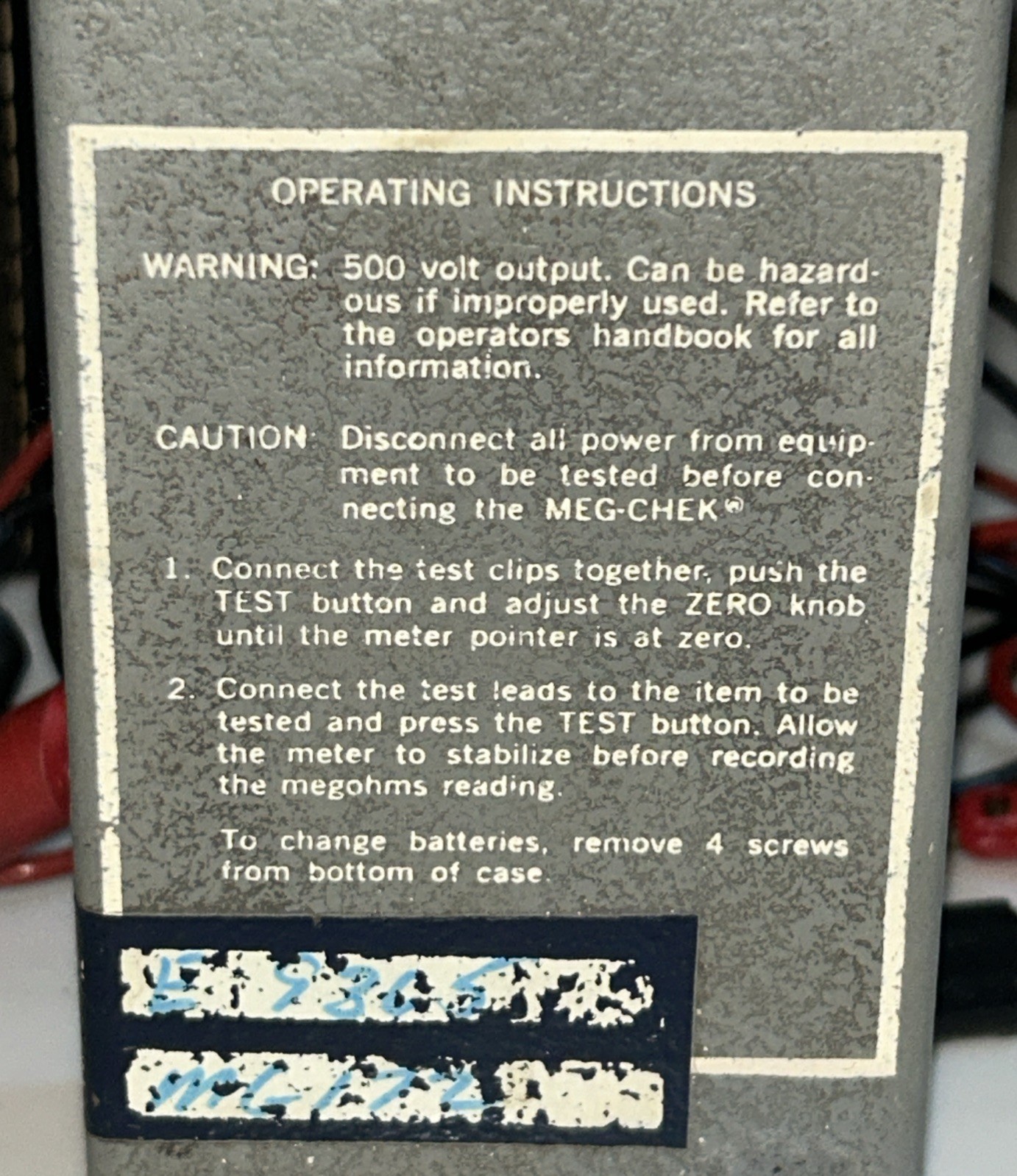 Associated Research Model 2001 Meg-Chek Megohmmeter Insulation Testing