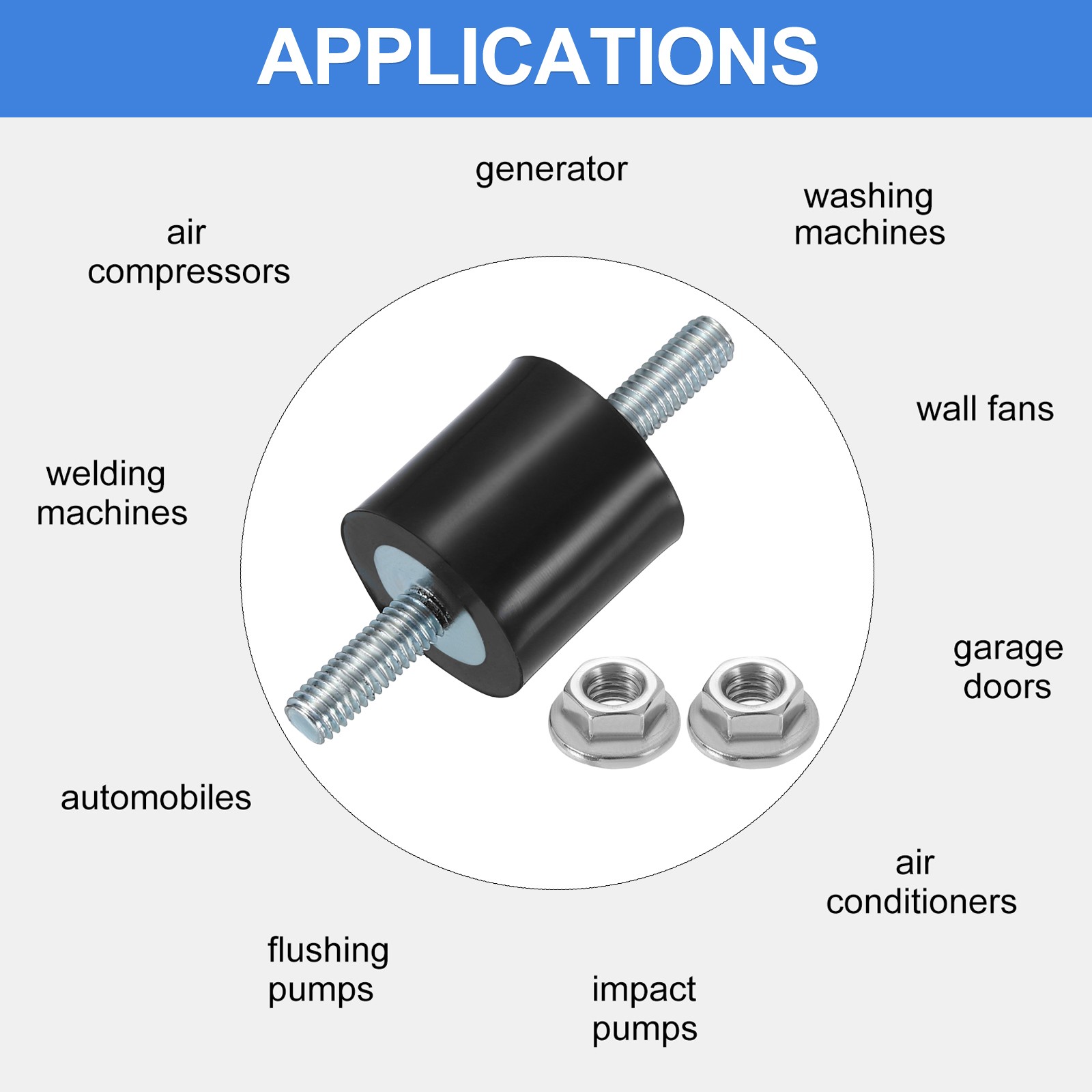 M5x15mm Rubber Mounts 20x20mm Rubber Vibration Isolator w/ Nuts