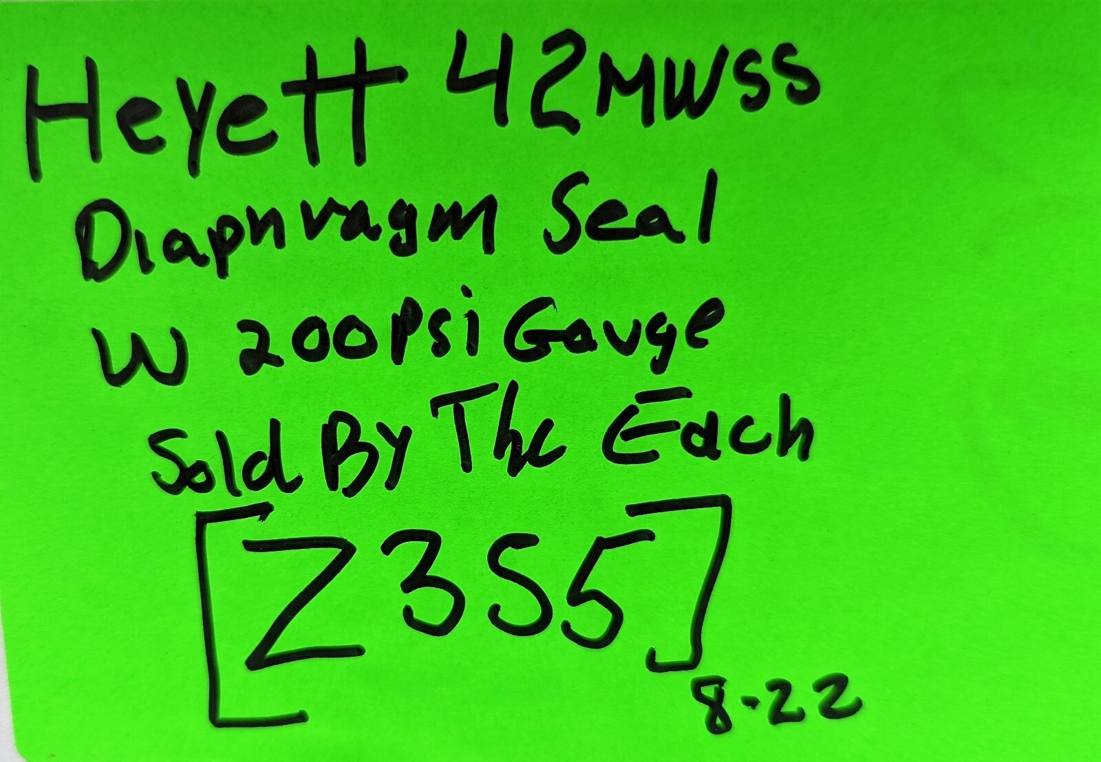 HYETT 42MW SS 2500 PSI Diaphragm Seal ¼” NPT WITH Ametek 200 PSI Gage [Z3S5]