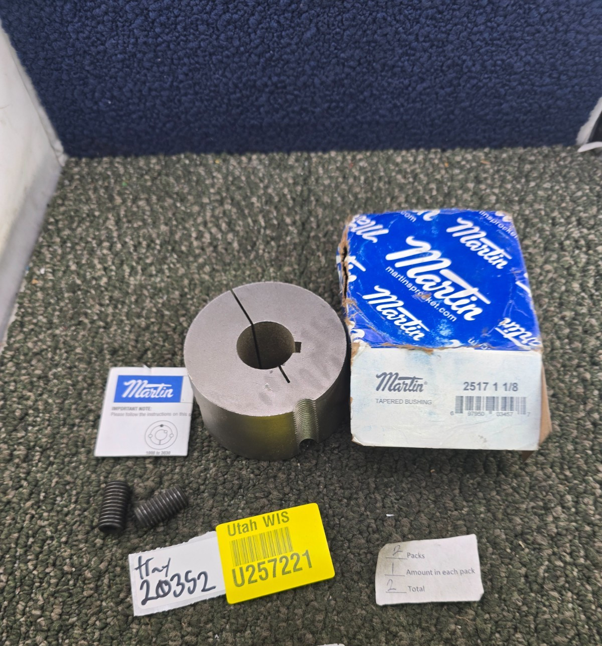 (QTY 2) Martin 2517 1-1/8 inch Bore Taper-Lock Bushing 3-1/8″ OD x 1-3/4″ Length
