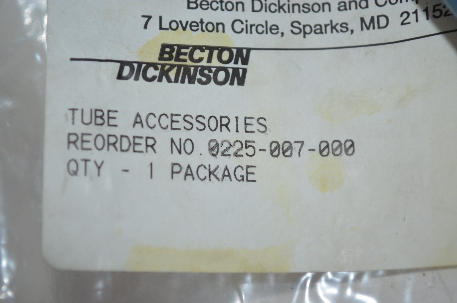 (PACK OF 6) BECTON DICKINSON 0225-007-000 0225007000 TUBE ACCESSORIES NEW