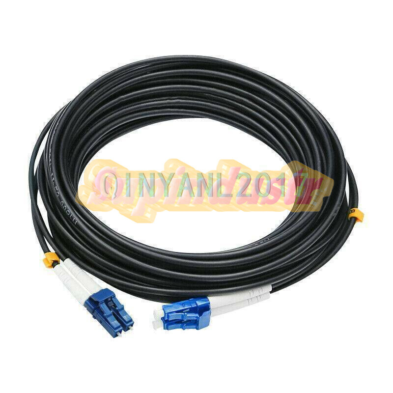 Black Armored Fiber Cable Duplex Fiber Optic Patch Cord 150M LC-LC UPC SM 9/125~