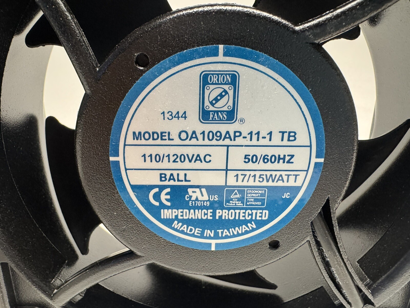 NOS ORION FANS OA109AP-11-1TB 120VAC 60Hz Ball Bearing Axial Fan