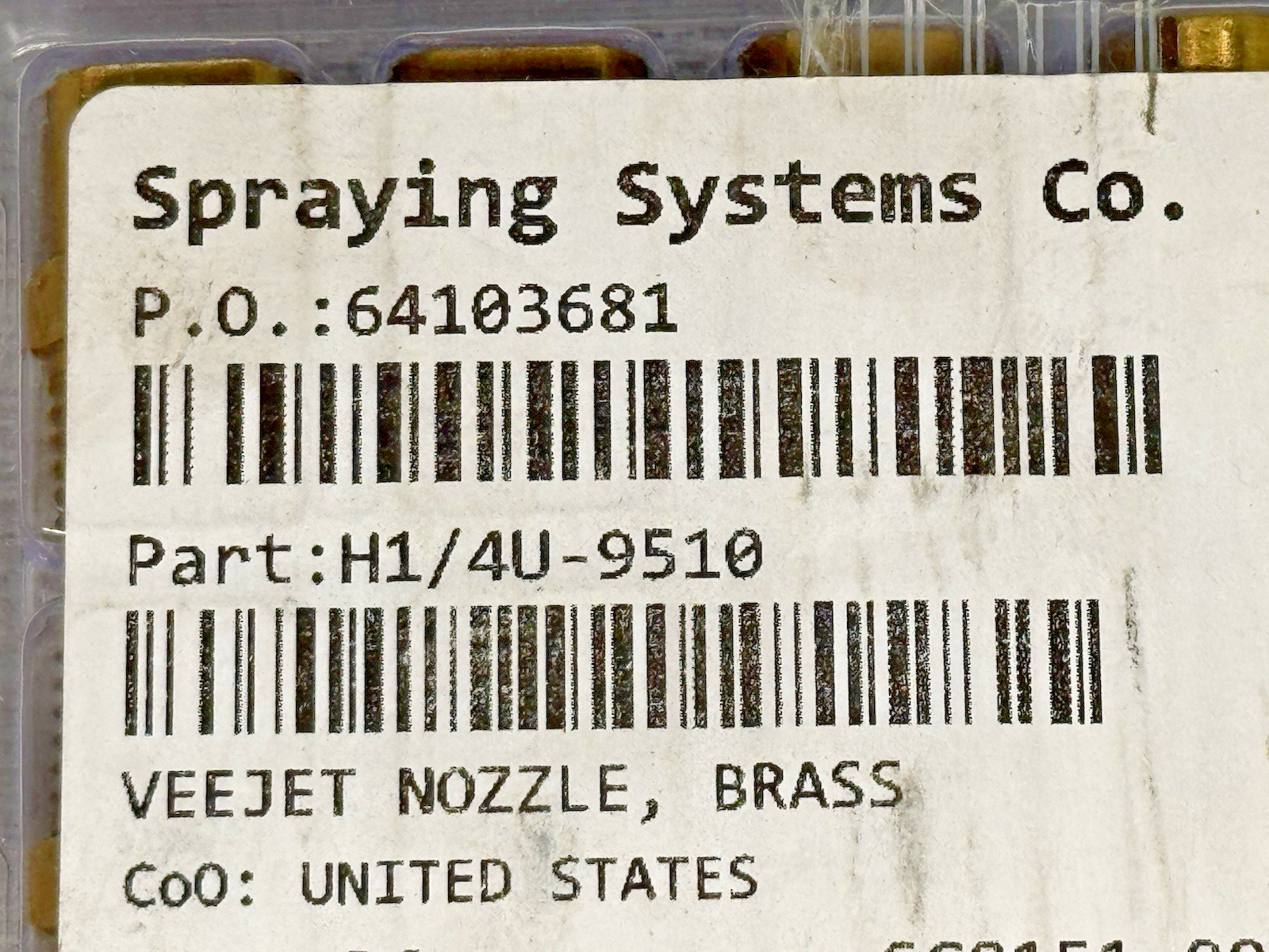 9 Spraying Systems H1/4U-9510 Brass Flat Fan VeeJet Spray Nozzles