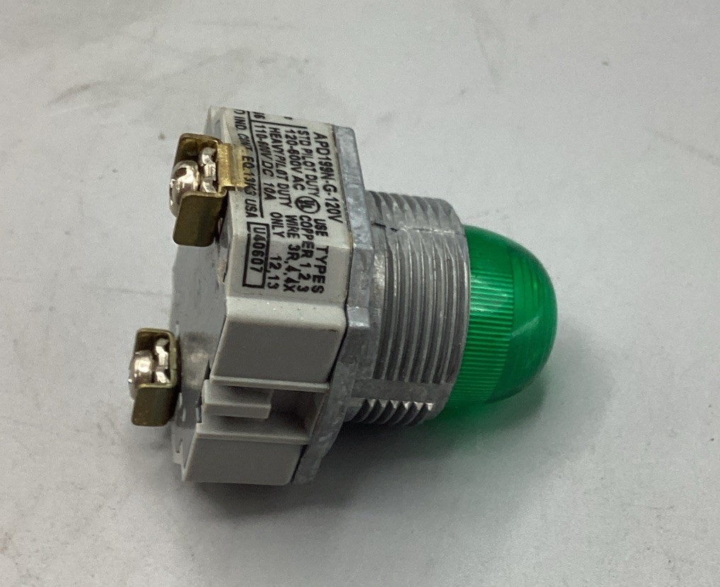 USED IDEC APD199N-G-120V Heavy Duty Green Indicator Pilot Light