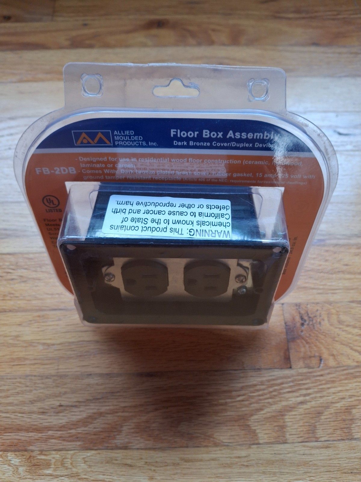 Allied Moulded FB-2DB Duplex Receptacle, Floor Box Assembly, Dark Bronze