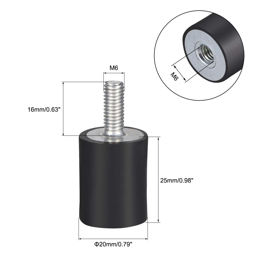 uxcell M6 Male Female Rubber MountsVibration IsolatorsShock Absorber 20mm x 2…