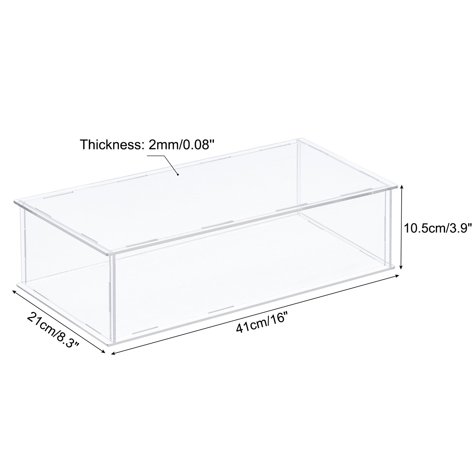 Acrylic Display Case Plastic Box Cube Storage Box Transparent 41x21x10.5cm