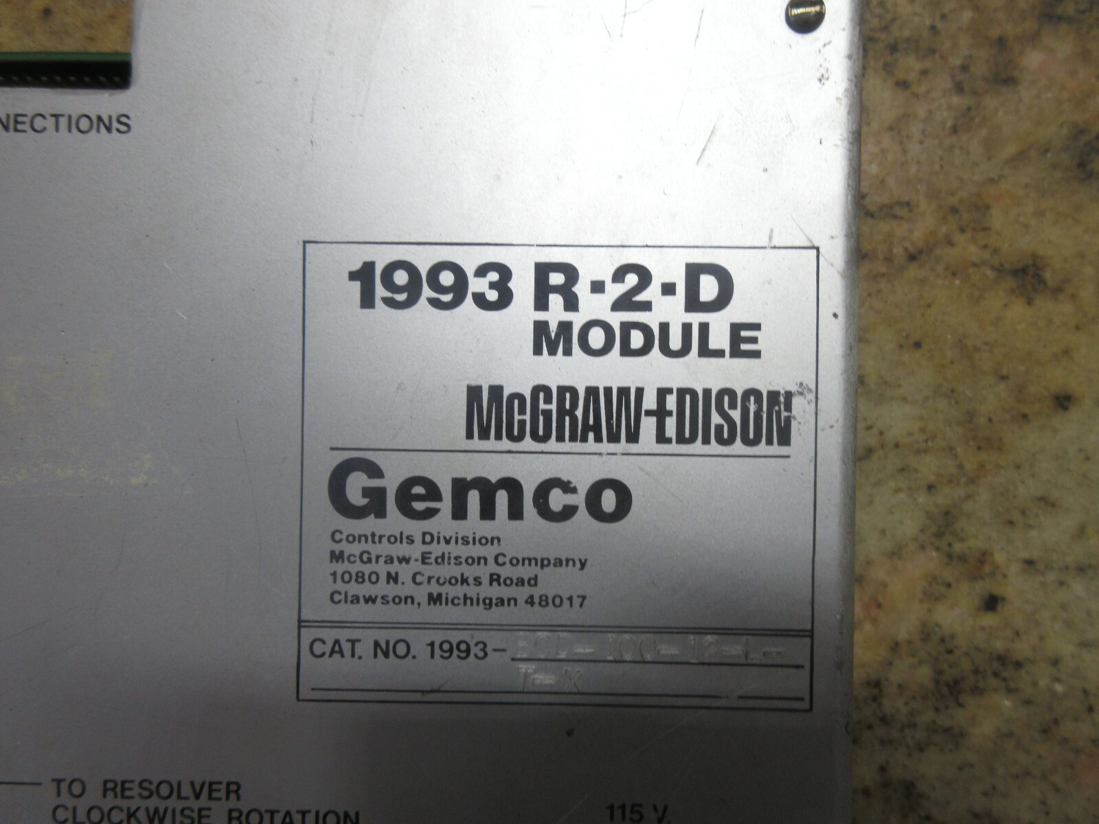 GEMCO MODULE 1993 R-2-D MCGRAW EDISON 1993 BCD-100-12-L-T-X EP-0019100-C EACH 1