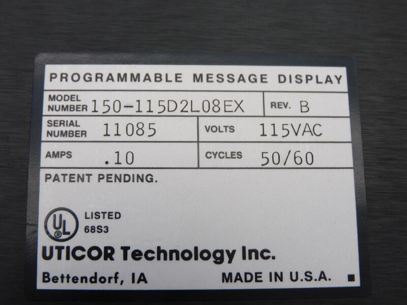 UTICOR 150-115D2L08EX 115VAC .10A NSNP