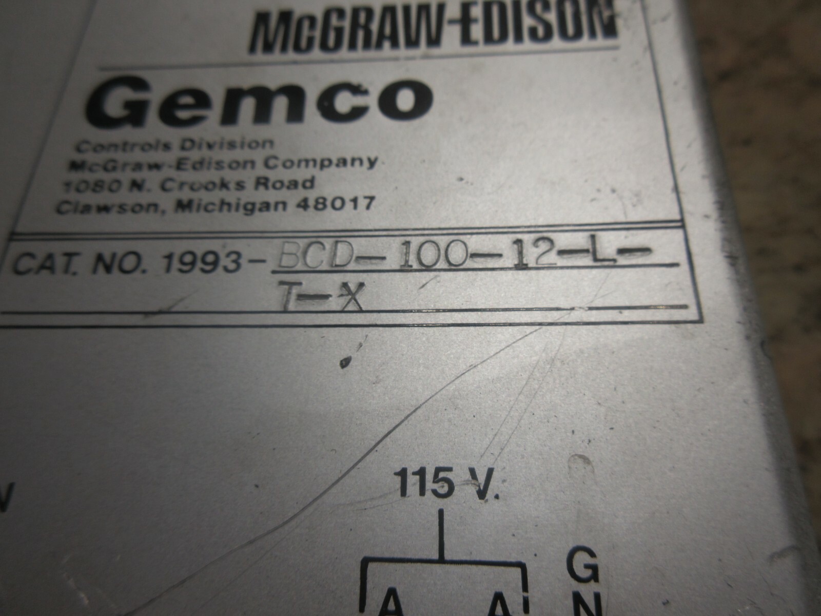 GEMCO MODULE 1993 R-2-D MCGRAW EDISON 1993 BCD-100-12-L-T-X EP-0019100-C EACH 1