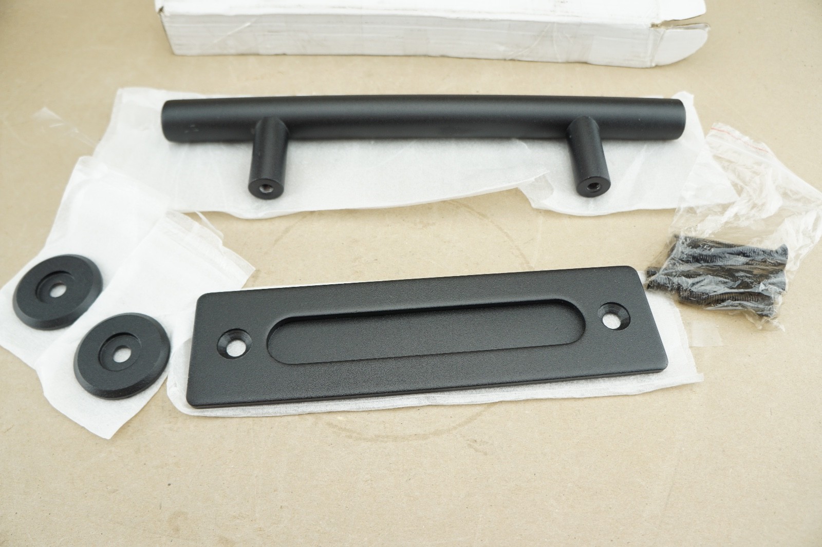 New Pair DARI Style 12″ Black Barn Door Pull & Flush Handle 1″ to 1-15/16″ Doors