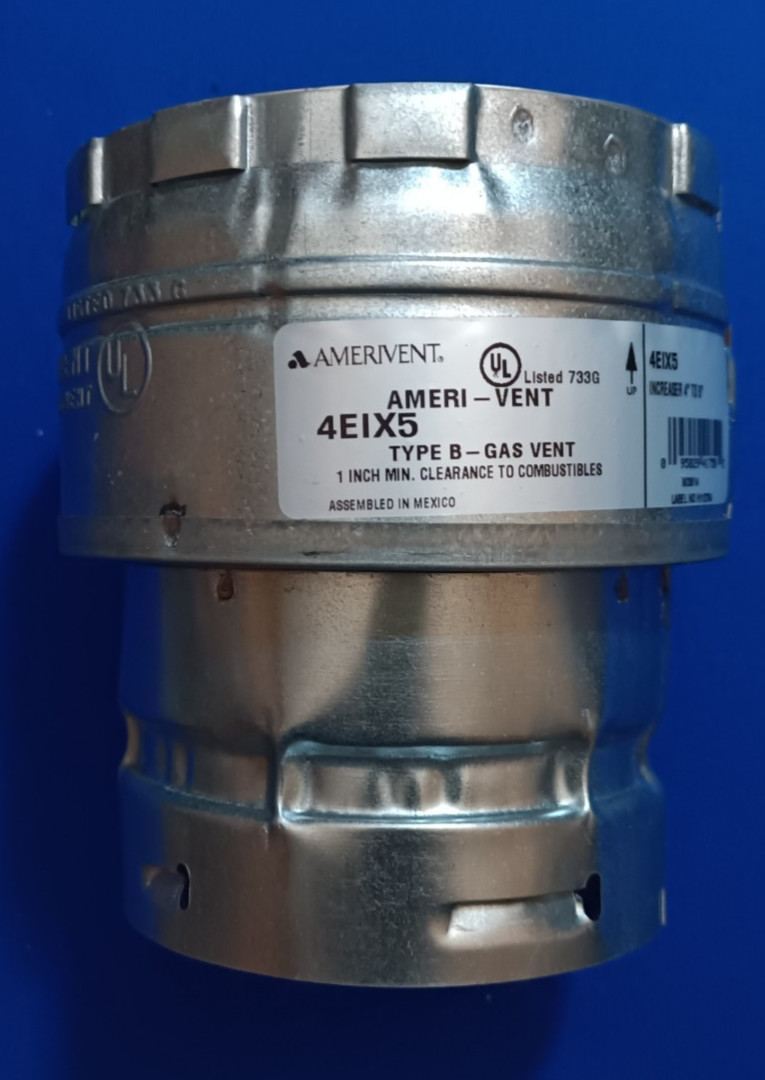 Amerivent 4EIX5 4″ Vent Pipe, Galvanized Steel, Exhaust Pipe, NPT Connection